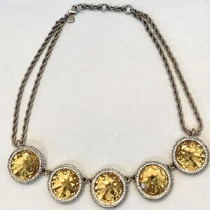 Banana Republic Gold and Citrine Glass Stone Necklace